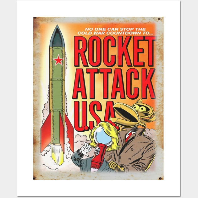 Mystery Science Rusty Barn Sign 3000 - Rocket Attack USA Wall Art by Starbase79